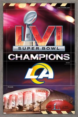 Trends International NFL Los Angeles Rams - Commemorative Super Bowl LVI Champions Team Logo Wall Poster, 34L x 22.4W, Barnwood Framed Version
