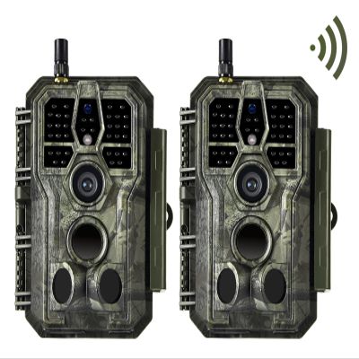 2 Pack WiFi Trail Camera 64MP 1296P, 0.1s trigger time 100ft night vision motion activated waterproof IP66 Wireless App Controll Sends Picture to Cell Phone for Hunting Wildlife & Home Surveillance