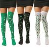 EVAZEN St. Patrick's Day Socks Striped Shamrock Over Knee Thigh High Stockings Green Irish Costume Leg Warmers for Women Men (B-Three pairs) view 1