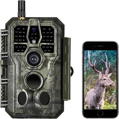 BLAZEVIDEO 64MP 1296P WiFi Trail & Game Camera with 0.1s Trigger Speed No Glow Night Vision Motion Activated IP66 Waterproof Wireless Hunting Cam with App for Wildlife Hunting, Yard Security
