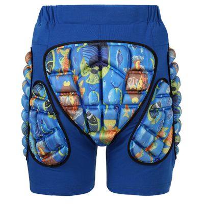 Q-FFL Children Hip Protection Pads, Skating Impact Pad, Breathable and Warm 3D Padded Shorts for Skating Ski Snowboarding (Color : Blue, Size : Small)