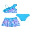 Daenrui Kids Girls Tankini 3 Pieces Swimsuit Ruffles Flounce Printed Swimwear Hawaii Beach Bikini Sets Rash Guard Sky Blue 10 Years view 3