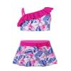 Daenrui Kids Girls Tankini 3 Pieces Swimsuit Ruffles Flounce Printed Swimwear Hawaii Beach Bikini Sets Rash Guard Rose 8 Years view 3