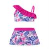 Daenrui Kids Girls Tankini 3 Pieces Swimsuit Ruffles Flounce Printed Swimwear Hawaii Beach Bikini Sets Rash Guard Rose 8 Years view 4