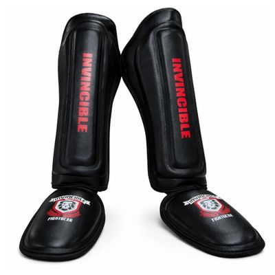 Invincible Fight Gear Shin-n-Step for Muay Thai, MMA, Martial Arts Protective Training Equipment for Sparring or Training Padded and Adjustable.Unisex, Large