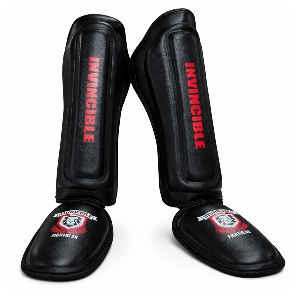 Invincible Fight Gear Shin-n-Step for Muay Thai, MMA, Martial Arts Protective Training Equipment for Sparring or Training Padded and Adjustable.Unisex, Large