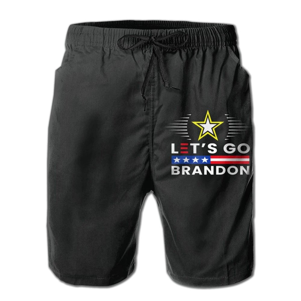 Men's Let's Go Brandon Beach Shorts Quick Dry Swim Trunks-Medium