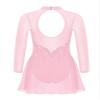Jowowha Girls Rhinestone Figure Ice Skating Dress Mesh Long Sleeve Leotard Dress Roller Skating Ballet Dance Dress Pink 12 Years view 4