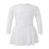 Agoky Kids Girls Long Sleeve Mesh Splice Figure Skating Dress with Rhinestone Keyhole Back Gymnastic Ballet Dance Costume White 12 Years view 1