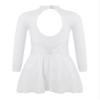 Agoky Kids Girls Long Sleeve Mesh Splice Figure Skating Dress with Rhinestone Keyhole Back Gymnastic Ballet Dance Costume White 12 Years view 2