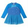 Agoky Kids Girls Long Sleeve Mesh Splice Figure Skating Dress with Rhinestone Keyhole Back Gymnastic Ballet Dance Costume Sky Blue 10 Years view 3