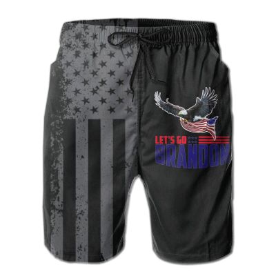 Men's Let's Go Brandon Beach Shorts Quick Dry Swim Trunks-Large