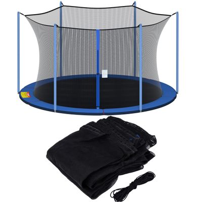 SPORTYOUTH Trampoline Netting Replacement Safety Enclosure for 14 ft 6 Straight Poles Round Frame Trampoline, Breathable Weather-Resistant Tear-Proof Netting with Adjustable Straps, NET ONLY