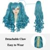 ANOGOL Hair Cap+ Long Blue Curly Ponytail Wig Light Blue Wigs with 2 Ponytails Lolita Wig with Bangs for Women Anime Wigs Peluca Azul for Cosplay Costume Halloween Party view 2