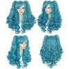 ANOGOL Hair Cap+ Long Blue Curly Ponytail Wig Light Blue Wigs with 2 Ponytails Lolita Wig with Bangs for Women Anime Wigs Peluca Azul for Cosplay Costume Halloween Party view 4