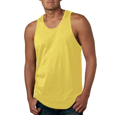 Mens Jersey Tank Tops Quick Dry Workout Loos Fit Sleeveless T Shirts Summer Casual Big Tall Solid Basic Undershirts Tees Yellow