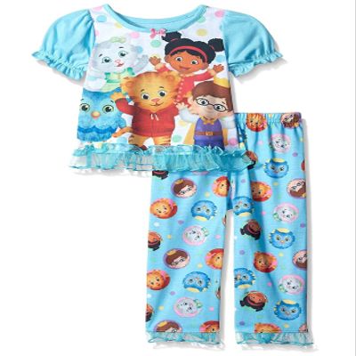 Daniel Tiger Toddler Girls Short Sleeve Poly Pajama Set (2T, Blue/Multi) (KY182292DA)