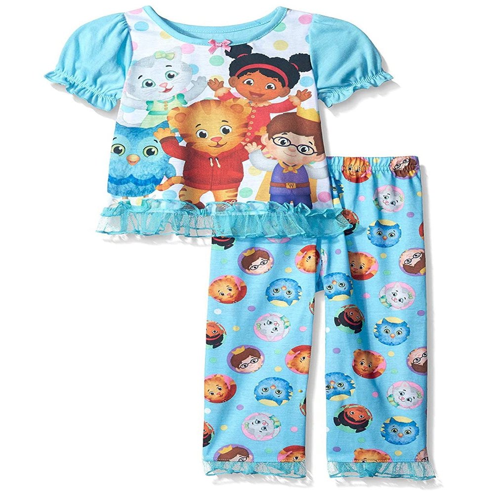 Daniel Tiger Toddler Girls Short Sleeve Poly Pajama Set (2T, Blue/Multi) (KY182292DA)
