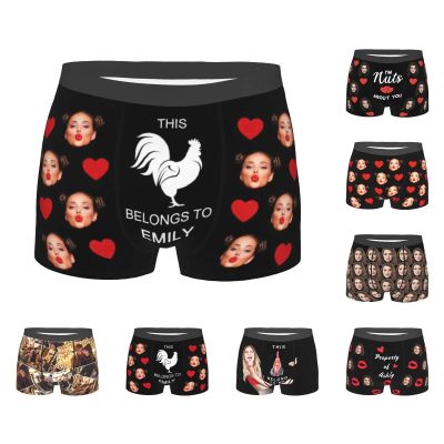 MESHELEY Custom Underwear Personalized for Men Boyfriend Husband Boxer Briefs with Photo Face Birthday Gifts for Him