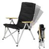 Klzzuk Leisure Folding Camping Reclining Chair, 3-geas Adjustable Back Outdoor Camping Recliner with Armrests and Storage Bag for Fishing, Hiking, BBQ, Beach-Black view 1