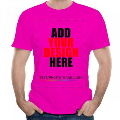 Custom t Shirts Personalized Tshirts, Make Your Own t Shirt, Customized t-Shirts, Add Your Design/Image/Photo/Text for Men & Women Fuchsia