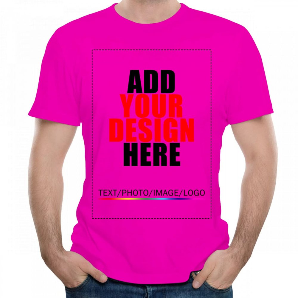 Custom t Shirts Personalized Tshirts, Make Your Own t Shirt, Customized t-Shirts, Add Your Design/Image/Photo/Text for Men & Women Fuchsia
