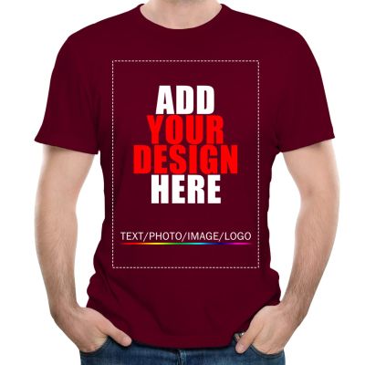 Custom t Shirts Personalized Tshirts, Make Your Own t Shirt, Customized t-Shirts, Add Your Design/Image/Photo/Text for Men & Women Burgundy