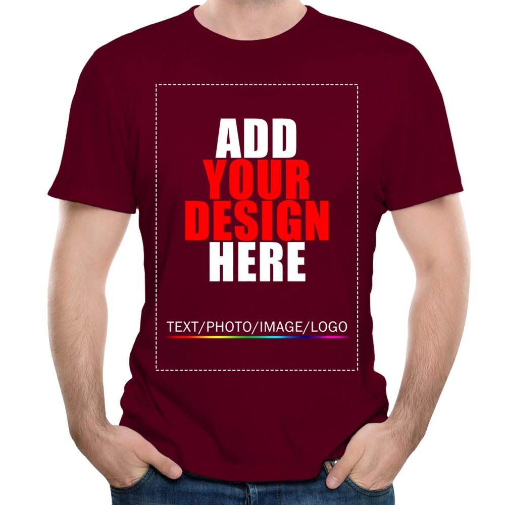 Custom t Shirts Personalized Tshirts, Make Your Own t Shirt, Customized t-Shirts, Add Your Design/Image/Photo/Text for Men & Women Burgundy