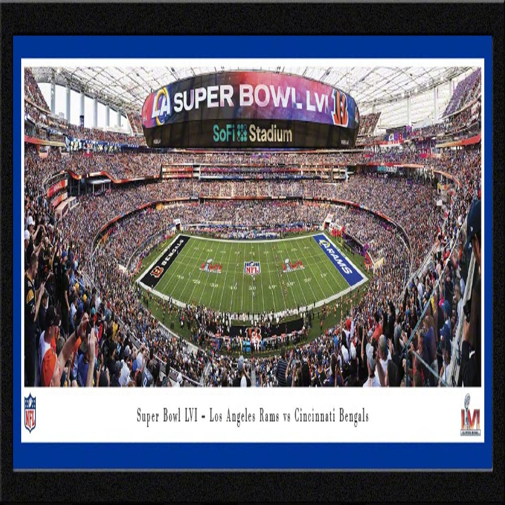 2022 Super Bowl - LA Rams vs Cincinnati Bengals - 42x15.5-inch Single Mat, Select Framed Picture by Blakeway Panoramas