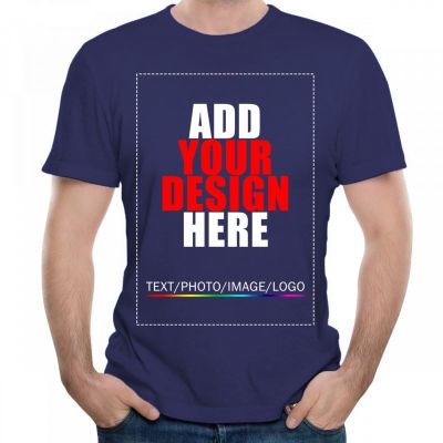 Custom t Shirts Personalized Tshirts, Make Your Own t Shirt, Customized t-Shirts, Add Your Design/Image/Photo/Text for Men & Women Navy