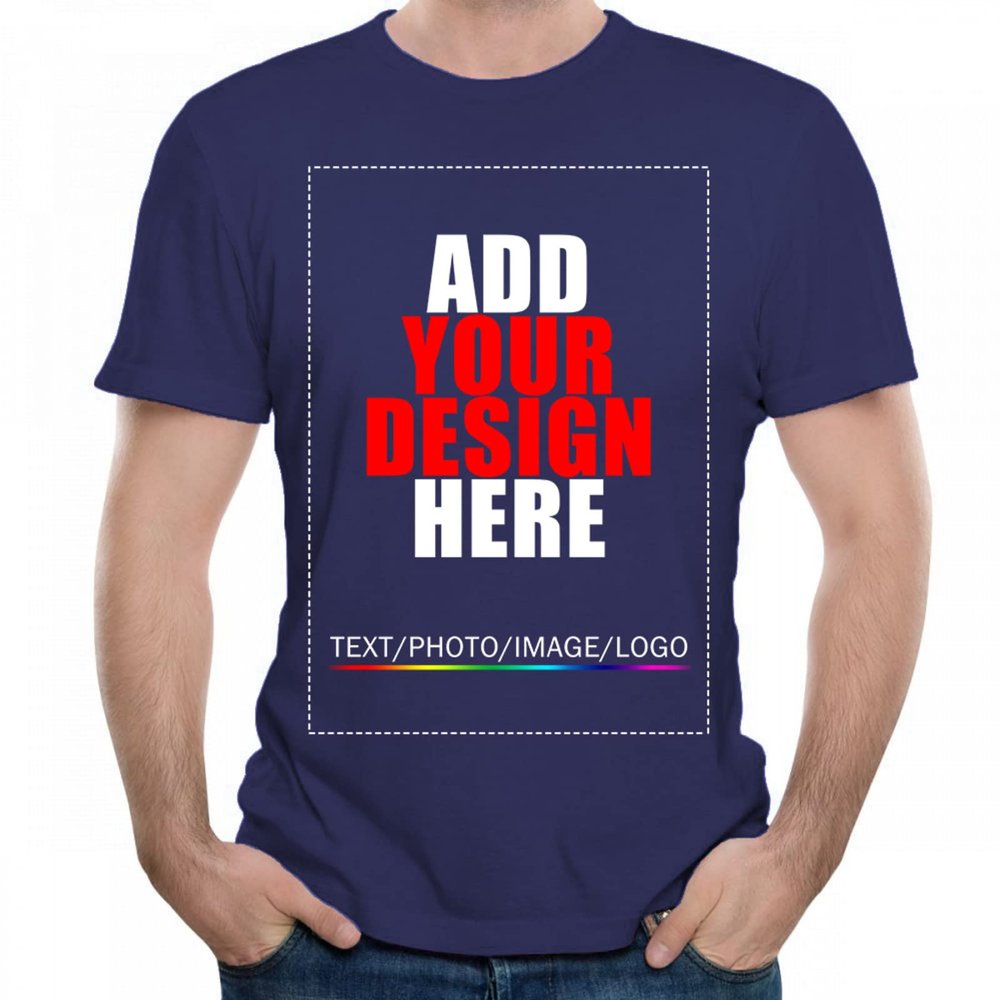 Custom t Shirts Personalized Tshirts, Make Your Own t Shirt, Customized t-Shirts, Add Your Design/Image/Photo/Text for Men & Women Navy