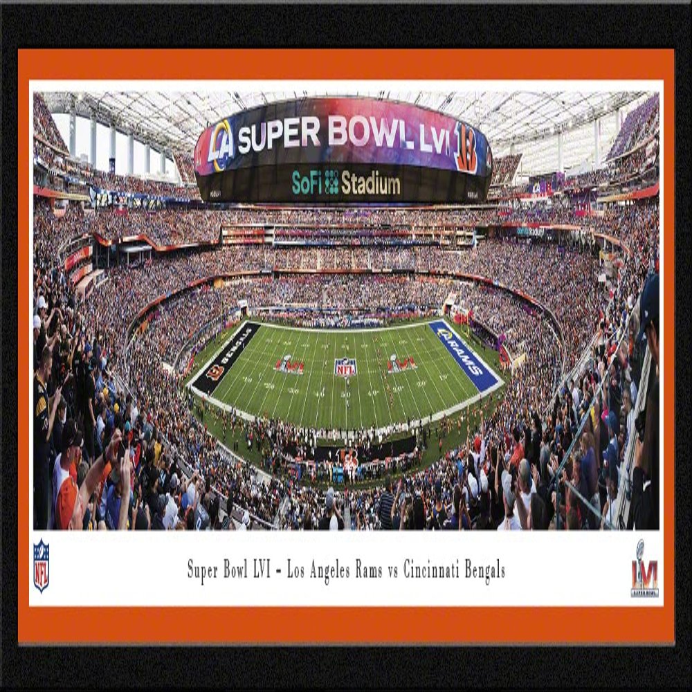 2022 Super Bowl - LA Rams vs Cincinnati Bengals - 42x15.5-inch Single Mat, Select Framed Picture by Blakeway Panoramas