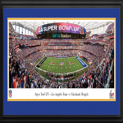 2022 Super Bowl - LA Rams vs Cincinnati Bengals - 44x18-inch Double Mat, Deluxe Framed Picture by Blakeway Panoramas