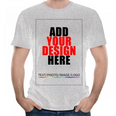 Custom t Shirts Personalized Tshirts, Make Your Own t Shirt, Customized t-Shirts, Add Your Design/Image/Photo/Text for Men & Women Gray