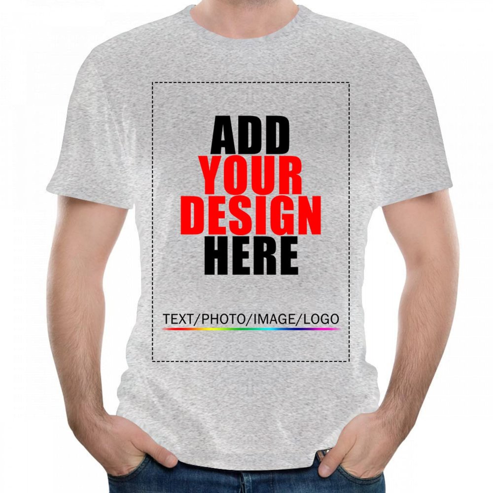 Custom t Shirts Personalized Tshirts, Make Your Own t Shirt, Customized t-Shirts, Add Your Design/Image/Photo/Text for Men & Women Gray