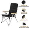 Klzzuk Adjustable Outdoor Camping Recliner, Collapsible Camping Chair with Armrests, Leisure Folding Back Recliner with Storage Bag for Garden, Picnic, Beach, Travel-Black view 4
