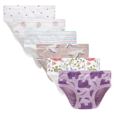 Barara King Girls' Undies 100% Cotton Panties Little Girls Soft Underwear bear Briefs (Pack of 6) Size 4
