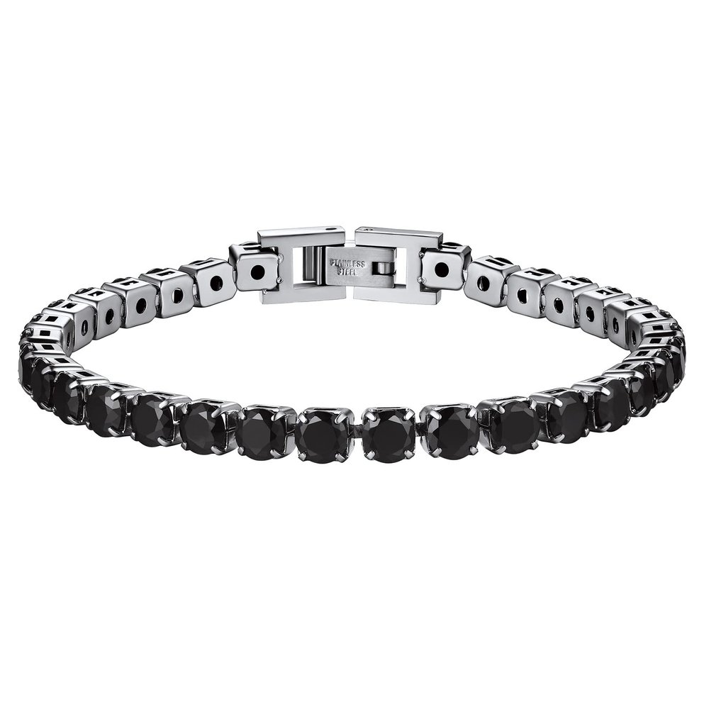 PROSTEEL Black Tennis Bracelet Women Stainless Steel Jewelry 5mm Cubic Zirconia Crystal Bracelet