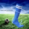 Soccer Shin Guards Kids Youth Over Knee Sleeves Shin Pads and Soccer Socks for 3-13 Years Old Boys and Girls for Football Games EVA Cushion Leg Carf Protection Reduce Shocks and Injuries 2 Pairs Blue view 4