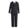 Loloda Boy's 4-Piece Tuxedo Suit with Dress Shirt Bowtie Jacket Pant Formal Dresswear Wedding Ring Bearer Outfits Double Breasted Black A 6 Years view 1