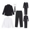 Loloda Boy's 4-Piece Tuxedo Suit with Dress Shirt Bowtie Jacket Pant Formal Dresswear Wedding Ring Bearer Outfits Double Breasted Black A 6 Years view 2