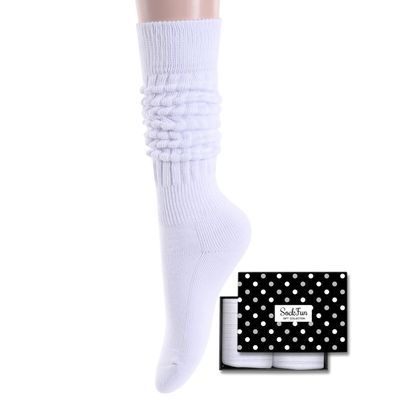 sockfun Slouch Socks for Women - White Slouchy Socks with Scrunch Effect - Perfect 80s/90s Style Gifts