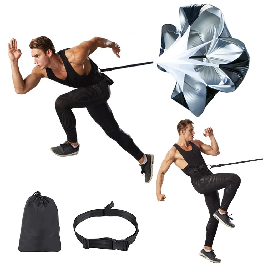 EHSYXSLX Running Speed Training 56 inch Speed Training Resistance Parachute Umbrella Running Chute & Fitness Explosive Power Training with Adjustable Strap, Free Carry Bag