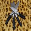 Custom handmade Damascus black risen steel kitchen knife set view 3