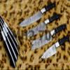 Custom handmade Damascus black risen steel kitchen knife set view 4