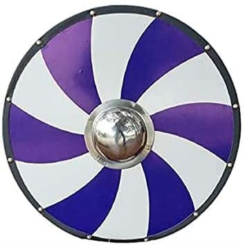 ARTIZANSTORE Viking Shield Medieval Antique Blue Spiral Norse Historical Wooden Viking Round Shield Replica