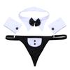 Fldy Men's Waiter Tuxedo Lingerie Sexy Cosplay Costume Bowtie Collar with Boxer Briefs Bracelets Black&White A Medium