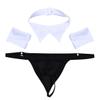 Fldy Men's Waiter Tuxedo Lingerie Sexy Cosplay Costume Bowtie Collar with Boxer Briefs Bracelets Black&White A Medium view 2
