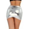 Linjinx Women's Shiny Metallic Soild Liquid Wet Look Mini Skirt Stretchy Bodycon Clubwear Silver One Size view 1