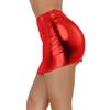 Linjinx Women's Shiny Metallic Soild Liquid Wet Look Mini Skirt Stretchy Bodycon Clubwear Red One Size view 1